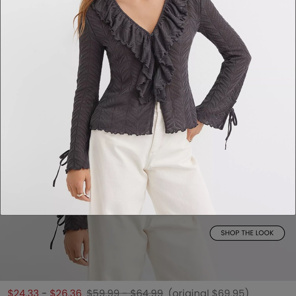 LOFT Charcoal Ruffled Blouse - Picture 4 of 4
